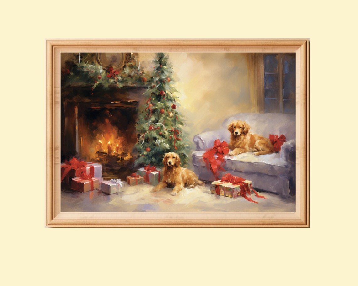 Christmas Tree Painting, Cozy Living Room Decor