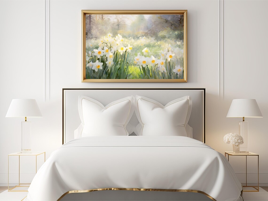 Daffodil Flower Painting, Cottagecore Home Decor - Image 2