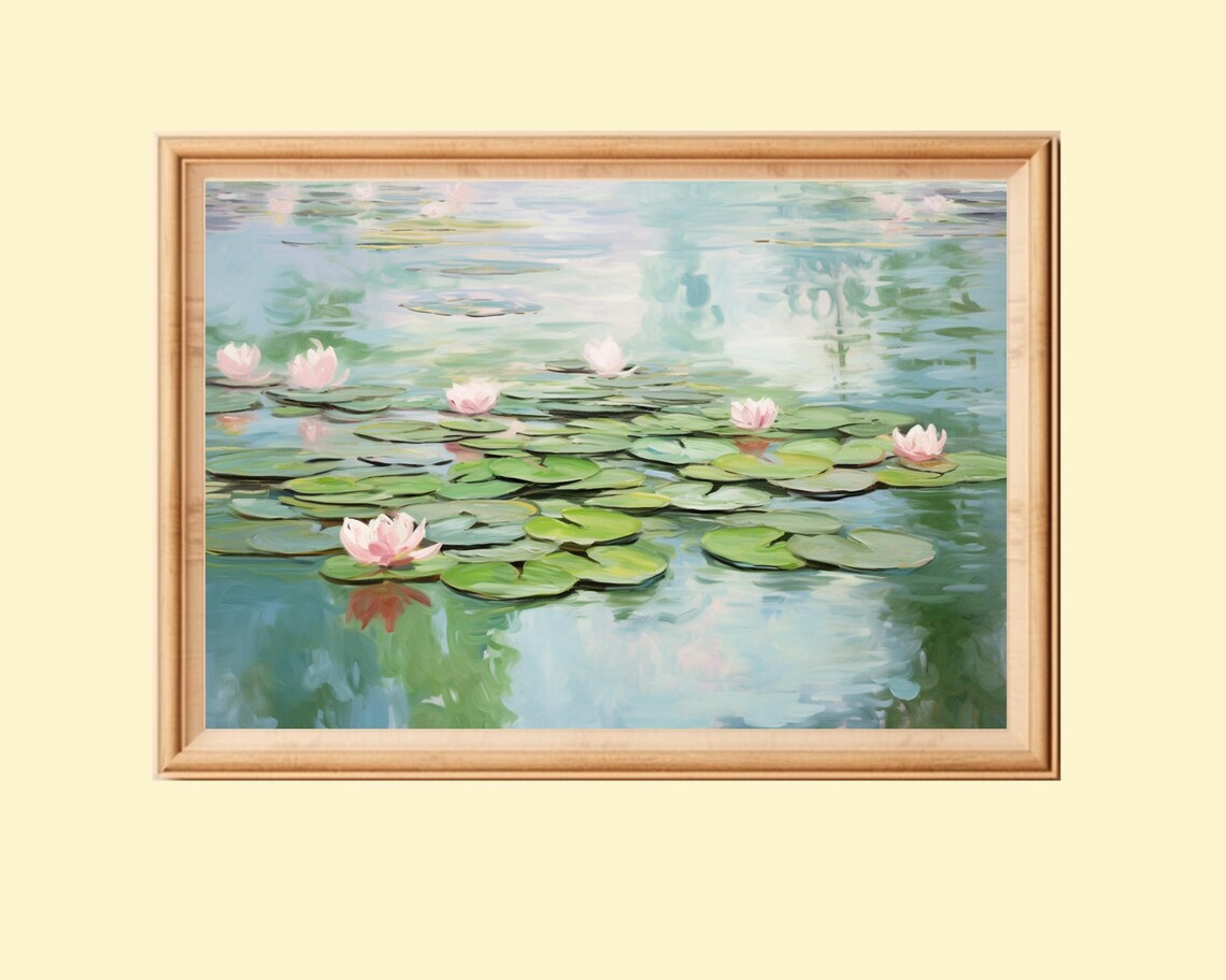 Vintage Water Lilies, Impressionist Botanical Artwork
