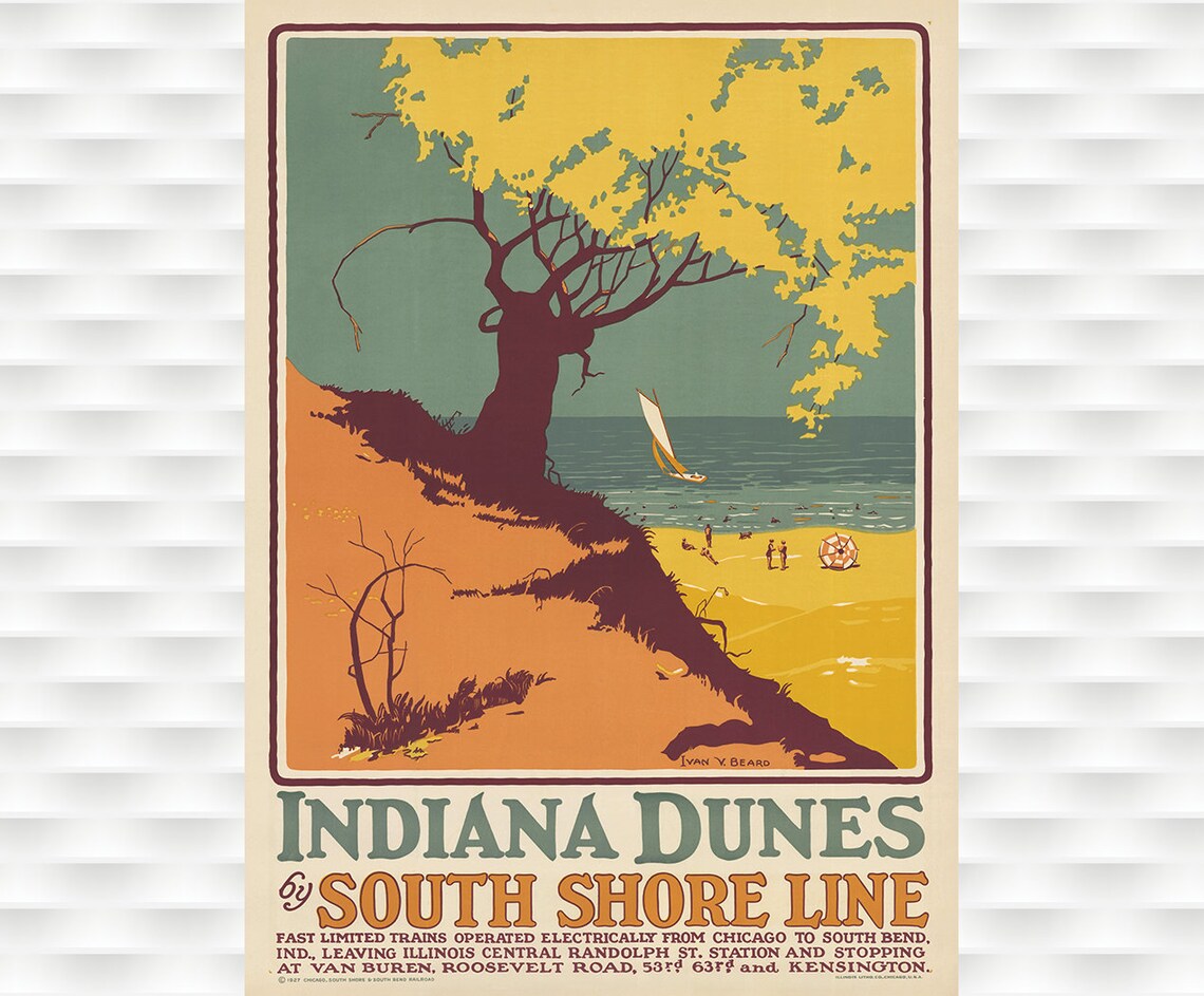 Indiana Dunes Vintage Travel Poster