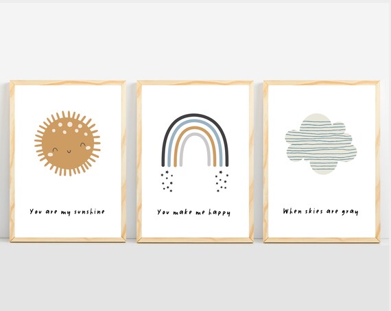Baby Boy Rainbow Nursery Art Print for Kids' Rooms