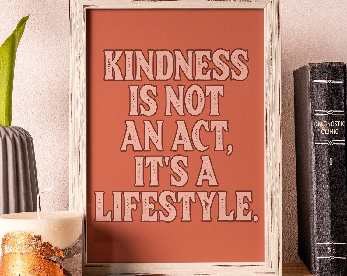 Kindness Is Not An Act Its A Lifestyle Terracotta Quote Poster