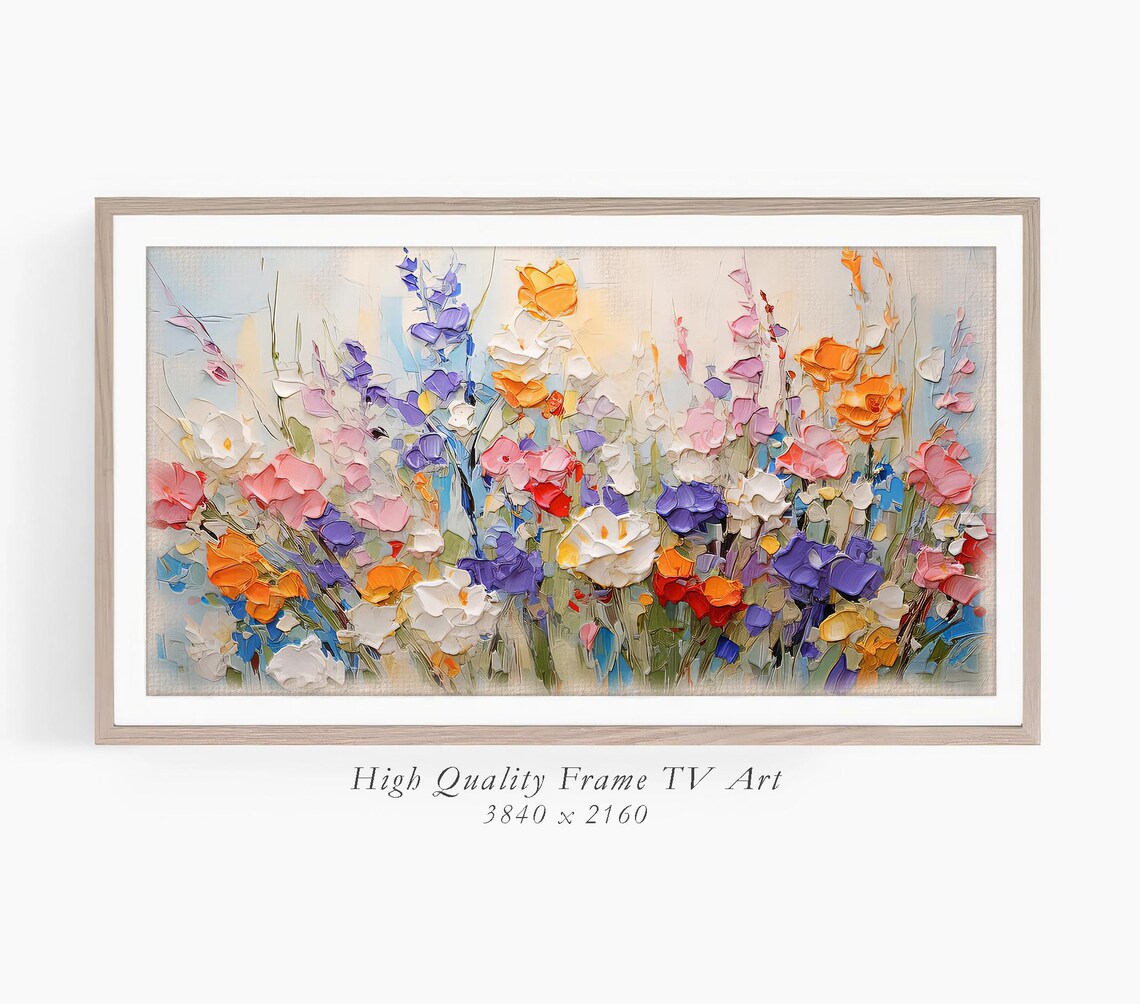 Colorful Wildflower Meadow Impasto Oil Painting Spring Bloom Poster - Image 3