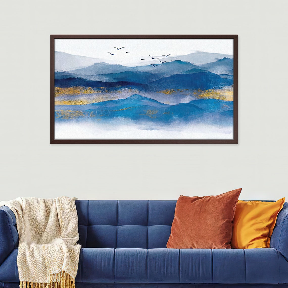 Frame Tv Art Abstract Blue Mountain Layers Landscape Art Modern Home Decor Art Tv - Image 4