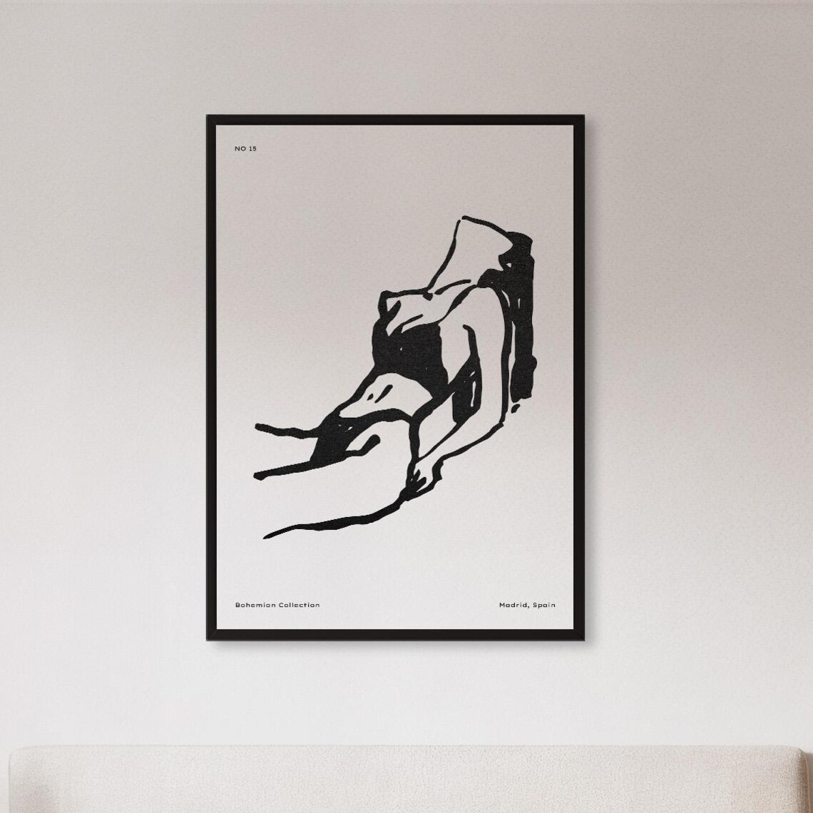Minimalist Female Figure Black Line Abstract Poster Bohemian Collection