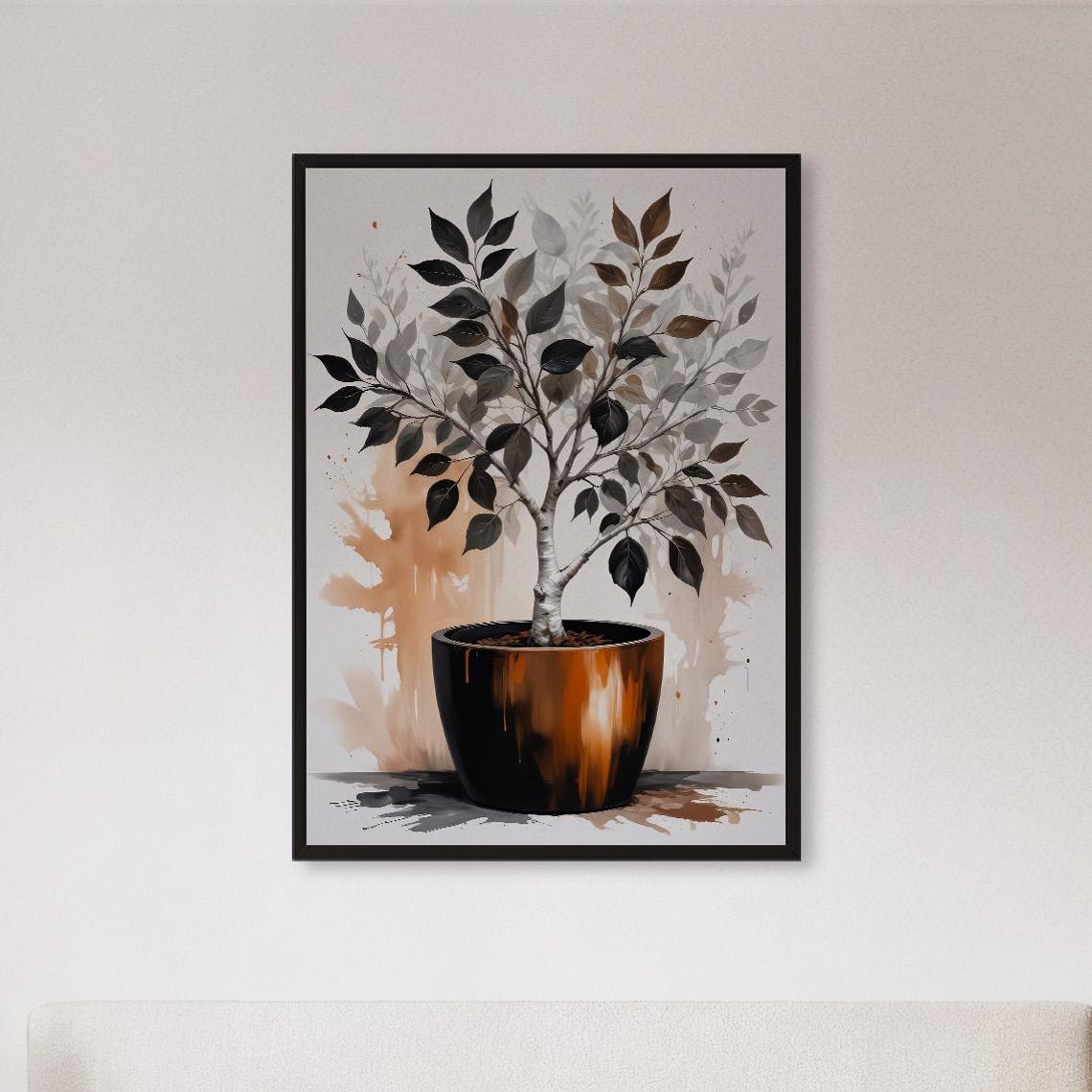 Potted Tree Watercolor Botanical Minimal Plant Illustration Poster