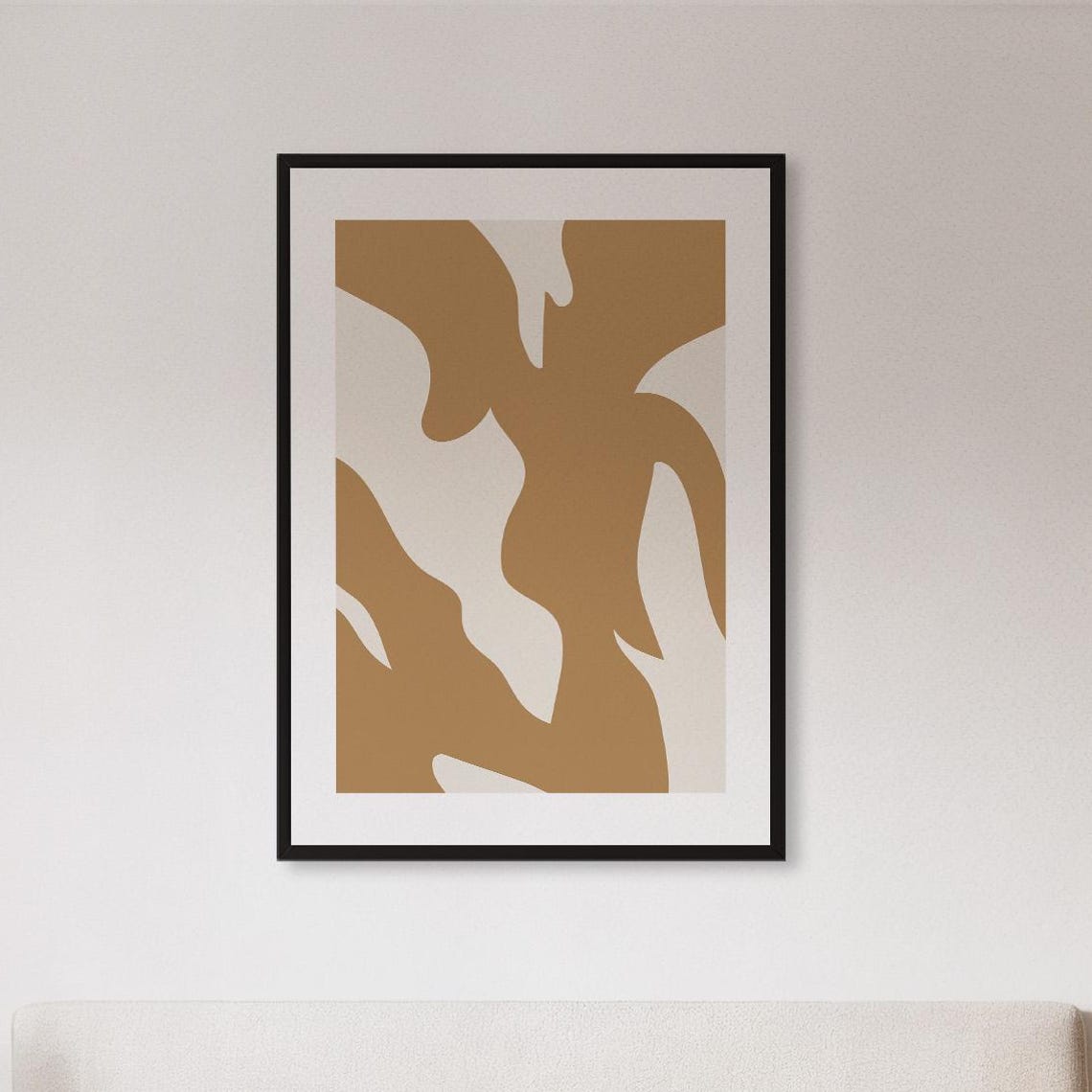 Modern Abstract Beige Organic Shapes Neutral Contemporary Poster