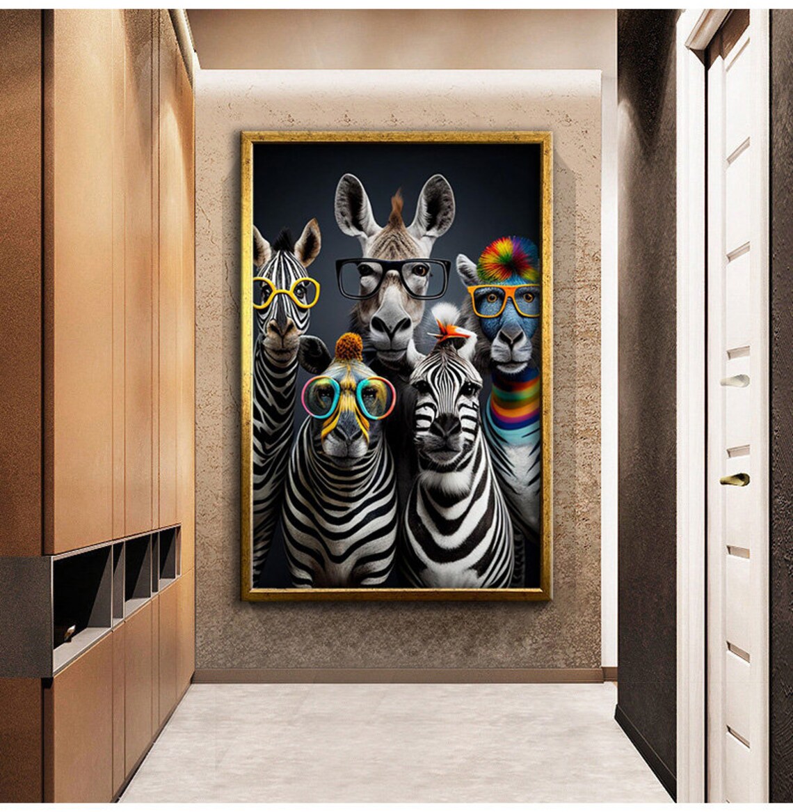 Zebras Wearing Colorful Glasses Fun Safari Animal Portrait Art Poster - Image 4