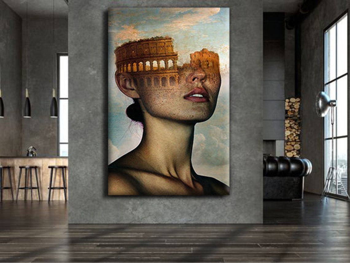Rome Colosseum Surreal Woman Double Exposure Portrait Wall Art Print