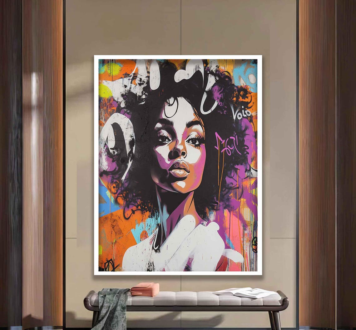 Graffiti African Woman Colorful Street Art Portrait Wall Poster - Image 2