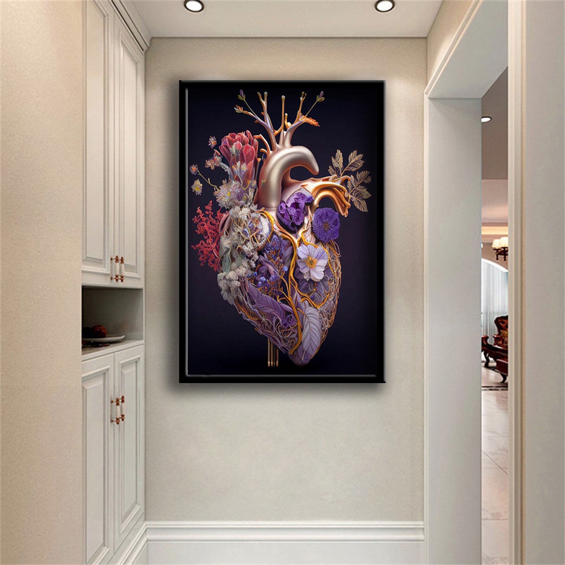 Blooming Heart Botanical Surreal Anatomical Flower Art Wall Poster - Image 4