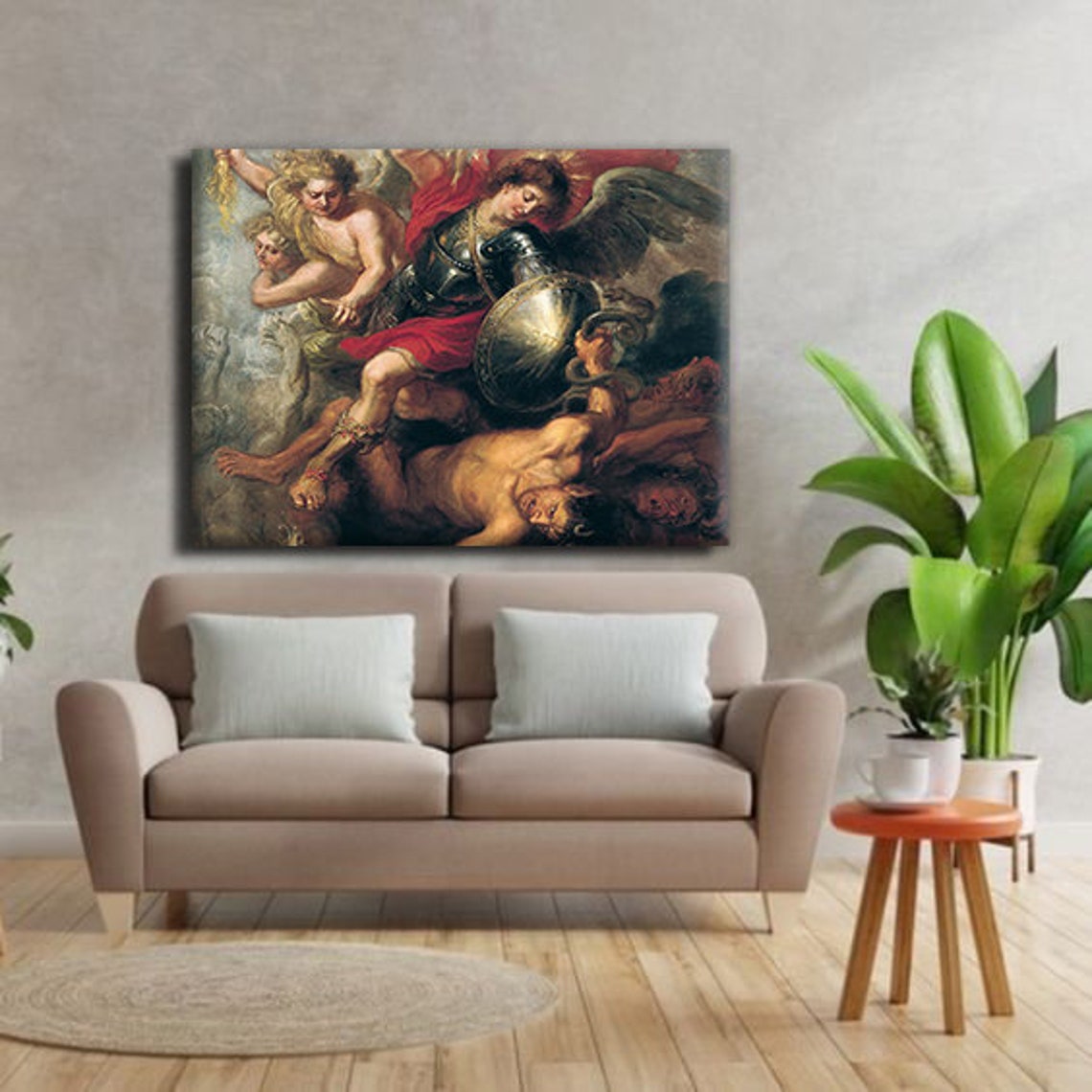 Baroque Angels Battle Demons Classical Oil Painting Art Print - Image 2