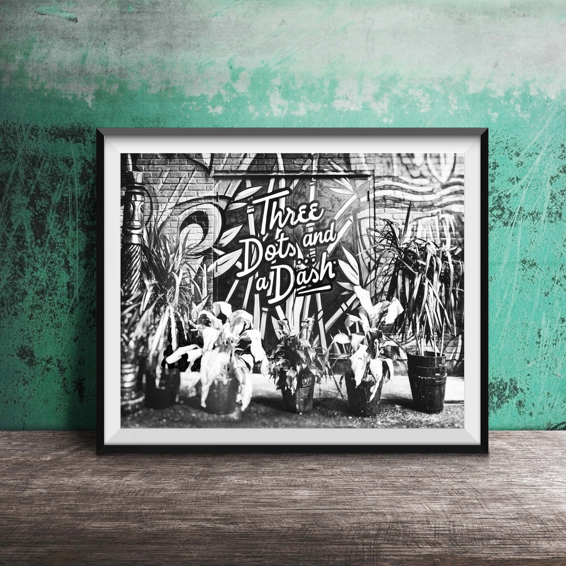Three Dots and a Dash Tiki Bar Pink Neon Sign Tropical Poster - Image 2
