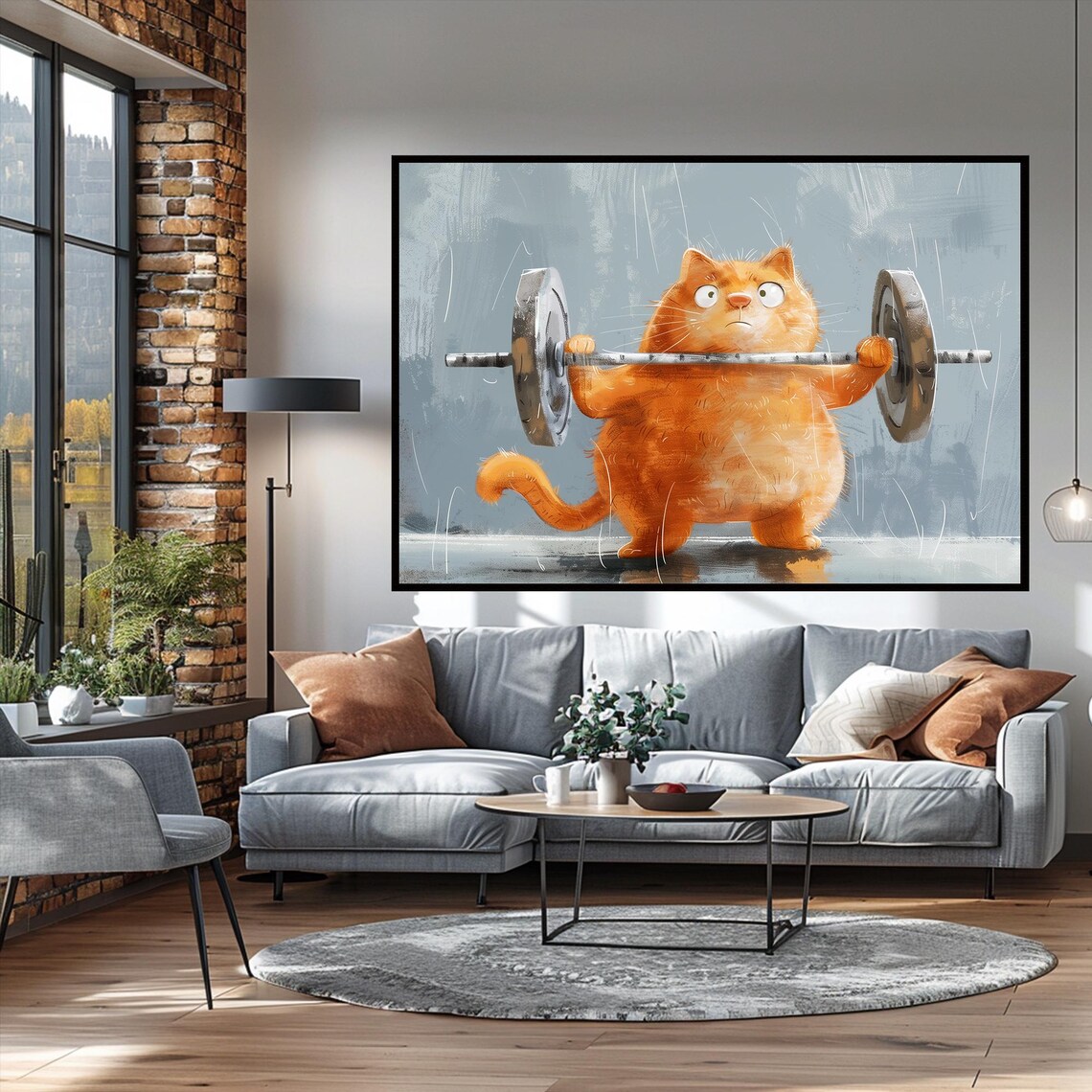 Gym Cat Art Print, Cute Exercise Room Decor - Image 3