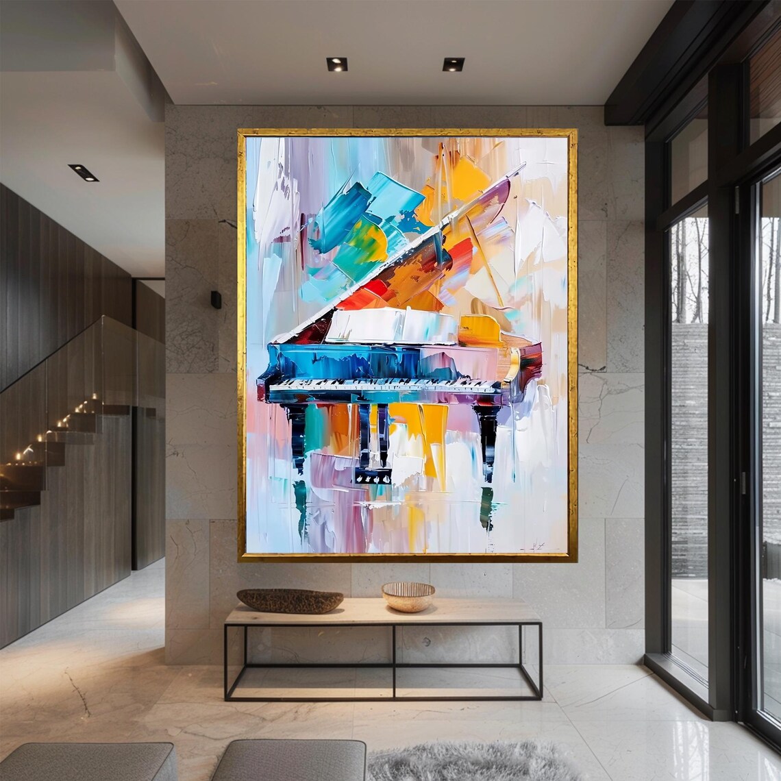 Colorful Abstract Grand Piano Oil Painting Music Room Art Poster - Image 3