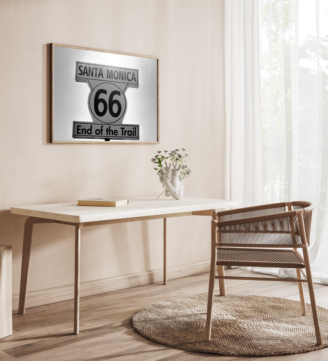 Vintage Route 66 End of the Trail Santa Monica Sign Photo Poster - Image 2