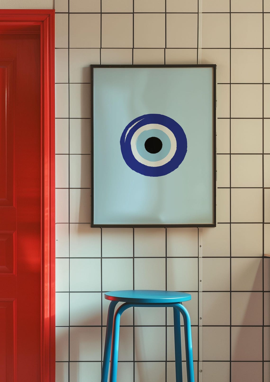 Blue Turkish Evil Eye Minimalist Protection Amulet Art Print - Image 4