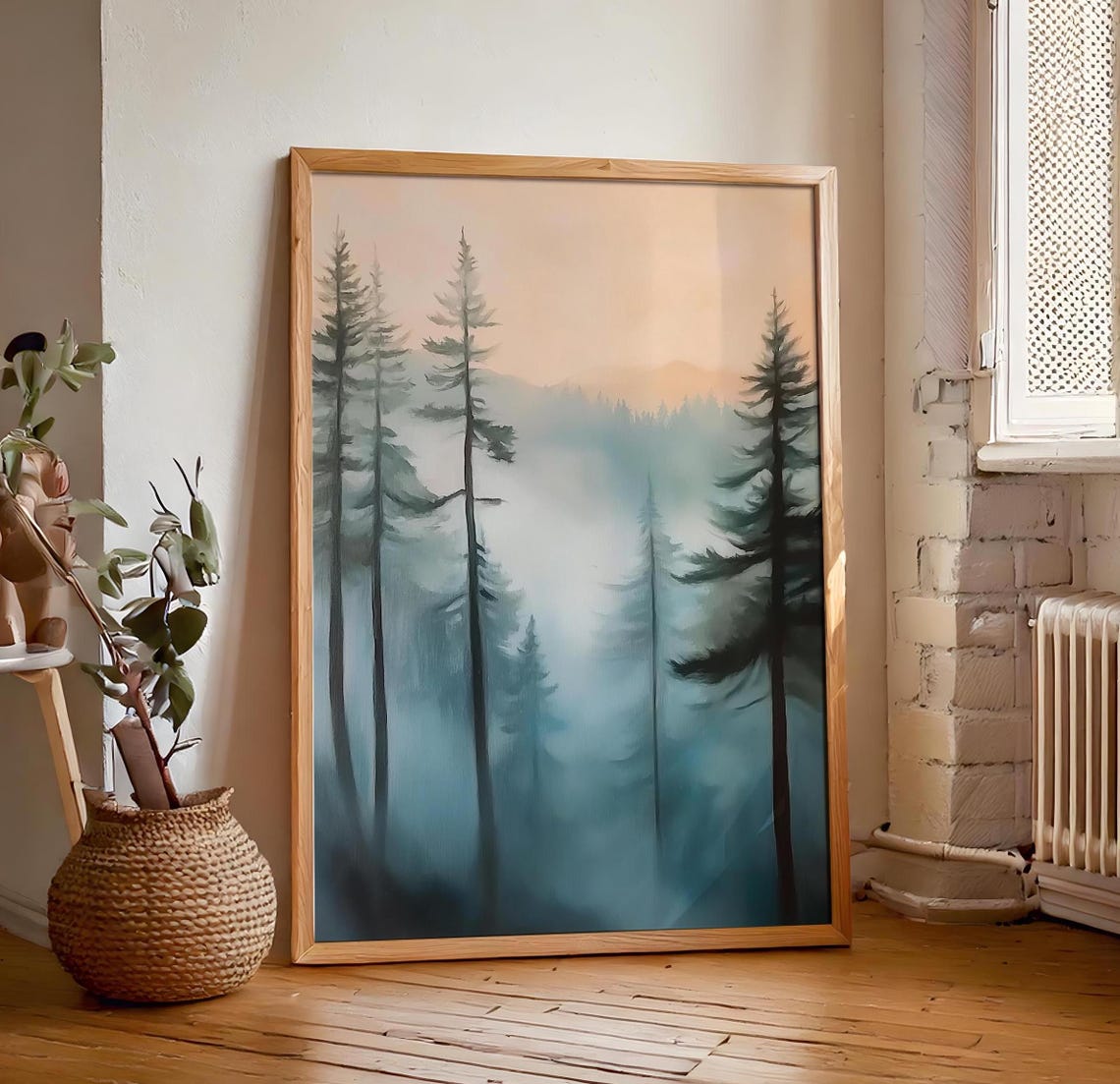 Dark Academia Pine Forest Standing in Deep Shadow at Dusk Poster - Image 7