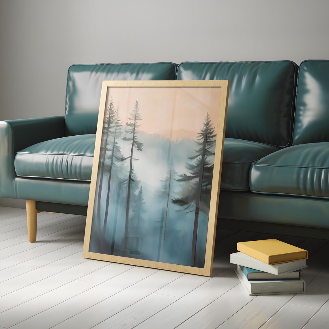 Dark Pine Tree Wall Art Dark Academia Vintage Forest Painting Moody Rustic Masculine Wall Hanging Art - Image 4