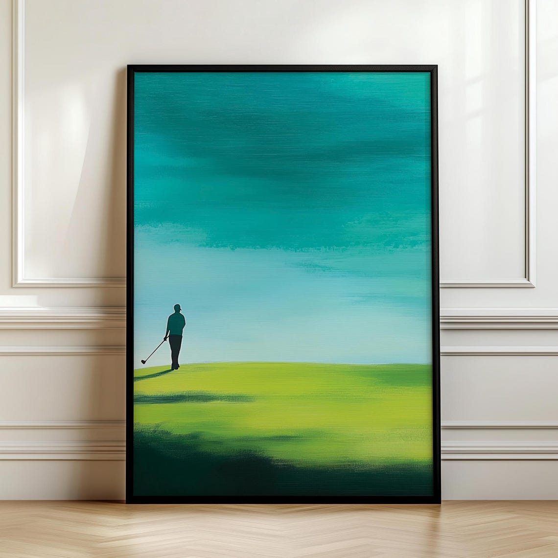 Golf Prints Impasto Painting Print Wall Hanging Art Masculine Wall Art Blue Green Golf Wall Art