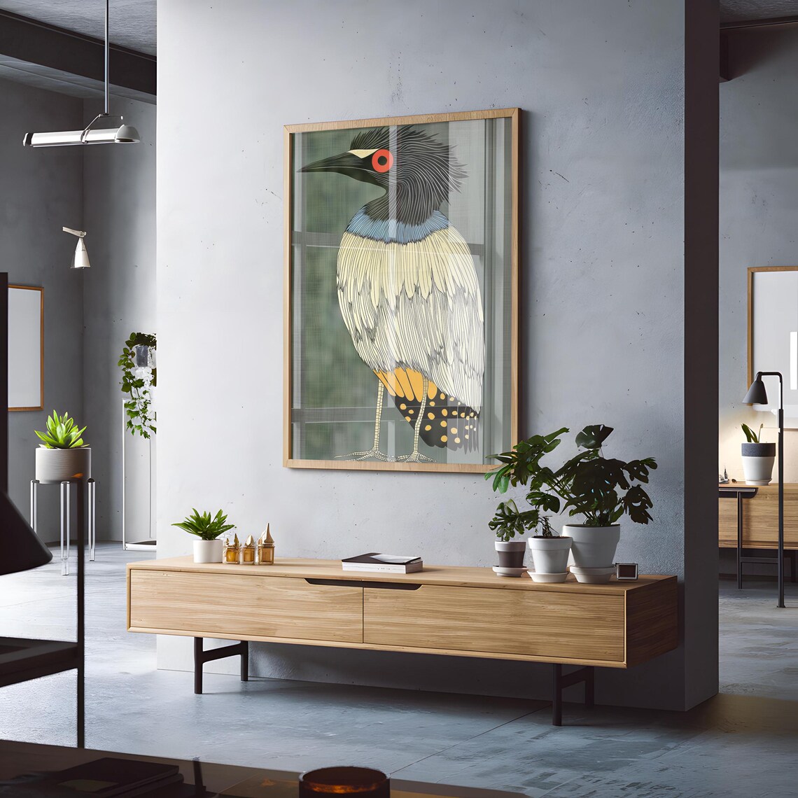 Retro Vintage Heron Art Deco Poster Print - Image 3