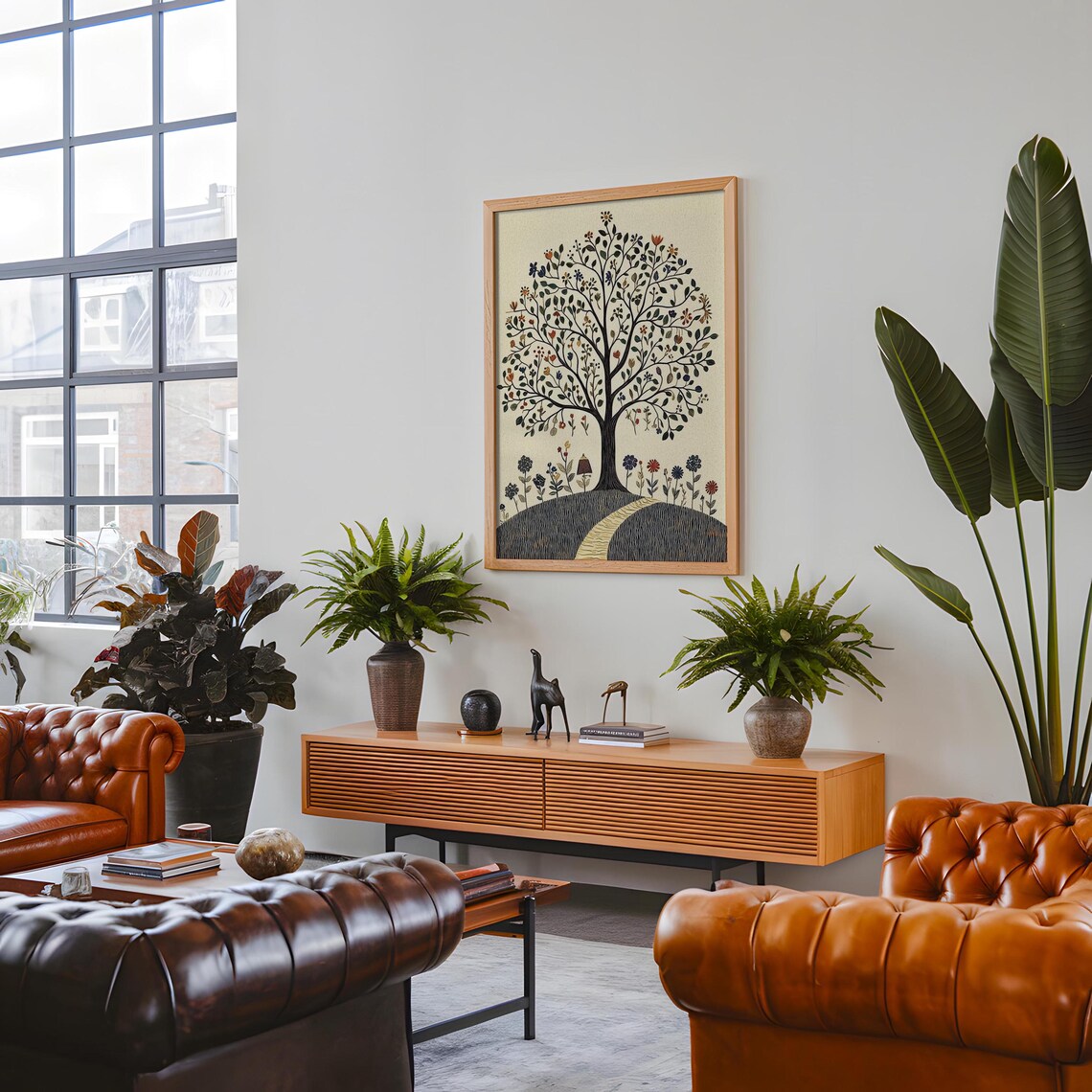 Cool Tree Folk Art Botanical Poster Print - Image 5