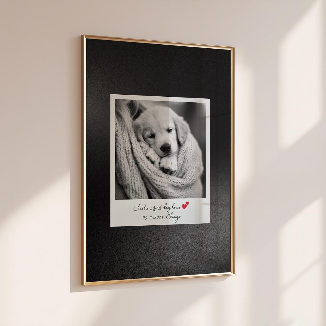 Custom Dog Portrait Polaroid Style Puppy Keepsake Wall Poster
