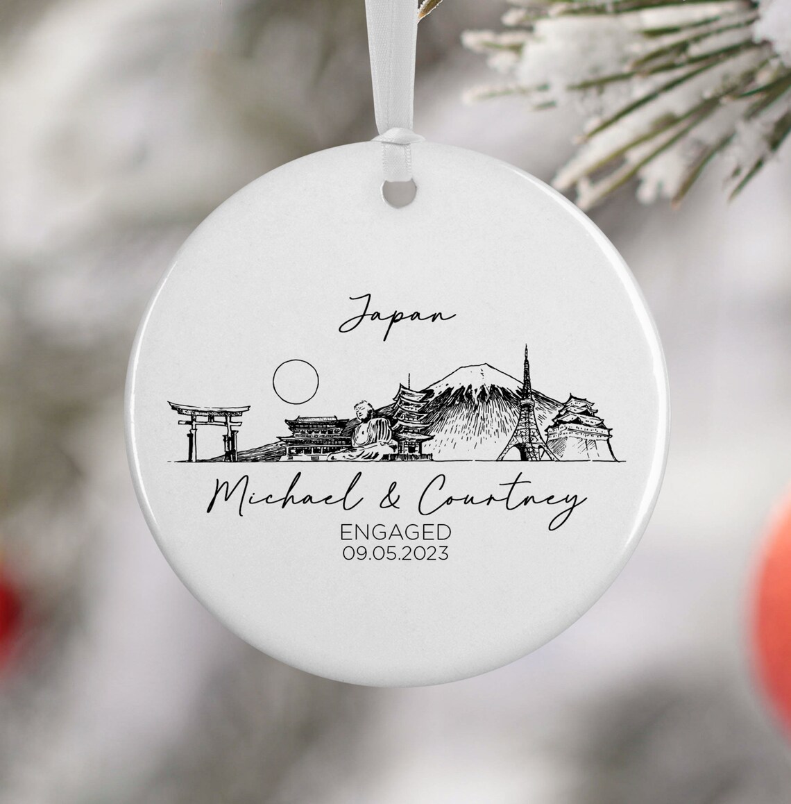 Custom Japan Travel Ornament, Landmark Travel Poster