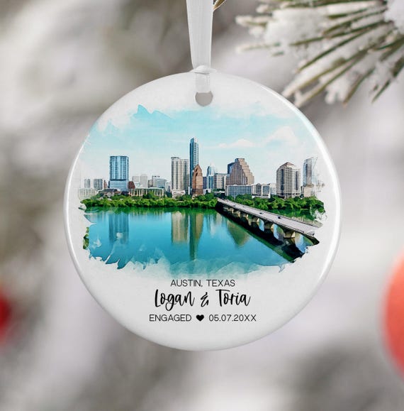 Austin Engagement Watercolor Travel Gift Art Print