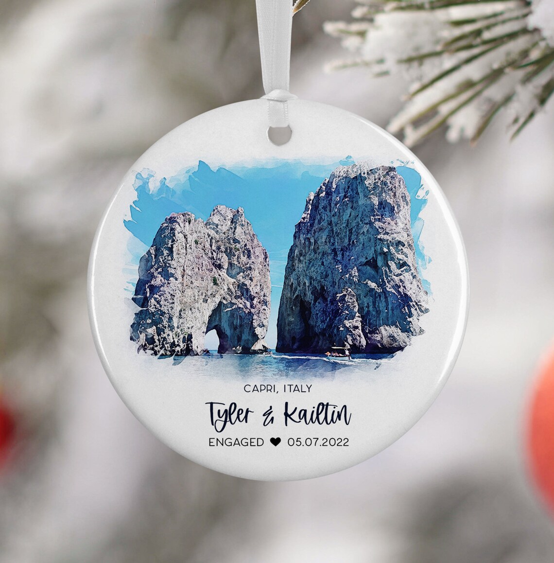 Capri Italy Personalized Travel Ornament Art Print