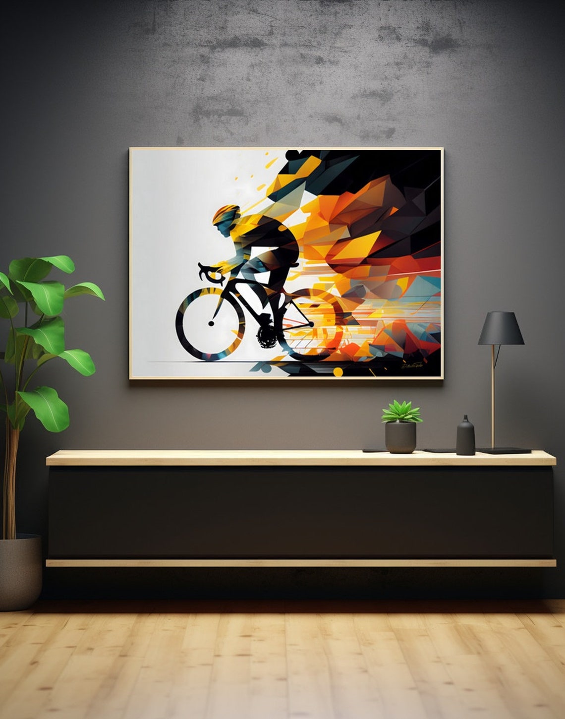 Abstract And Geometric Bike Poster Colorful Cycling Poster For Bedroom And Living Room Frameless Bike Wall Decor Tour De France - Image 2