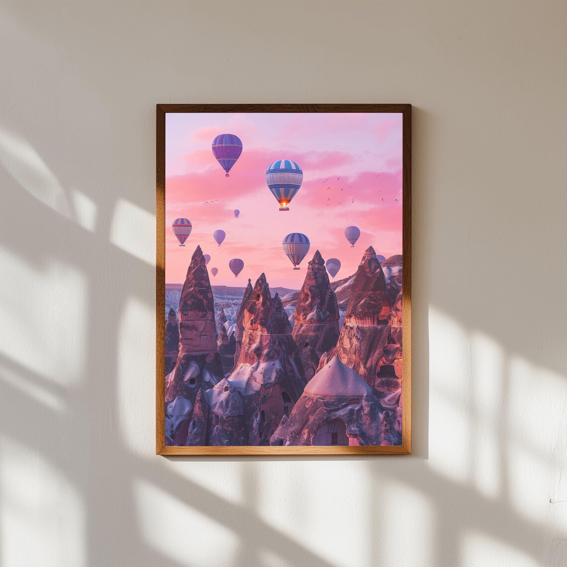 Cappadocia Hot Air Balloons Pink Sunrise Turkey Travel Poster