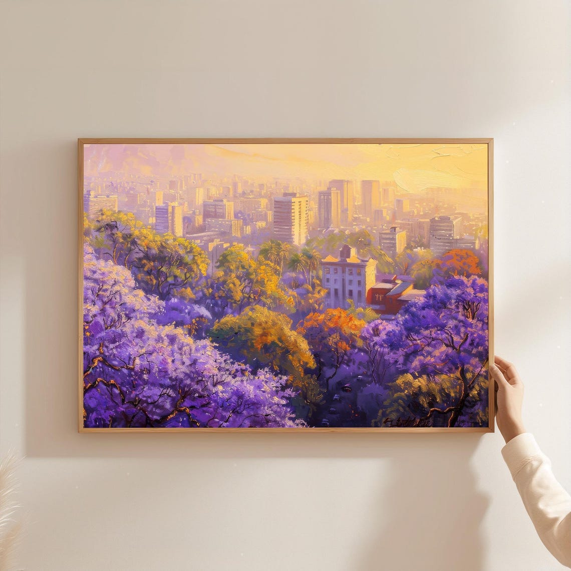 Harare Jacaranda Cityscape Art Print Zimbabwe Urban Wall Decor