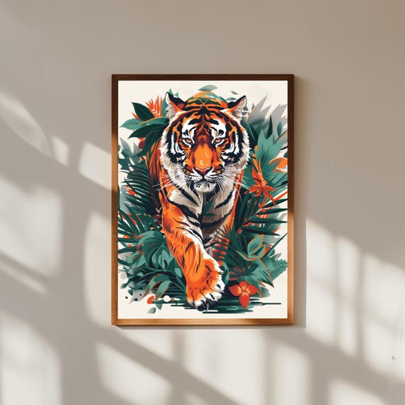 Tiger Illustration Art Print Bold Wildlife Home Decor