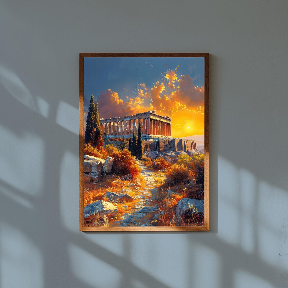 Acropolis Athens Parthenon Sunset Golden Ancient Greece Art Print