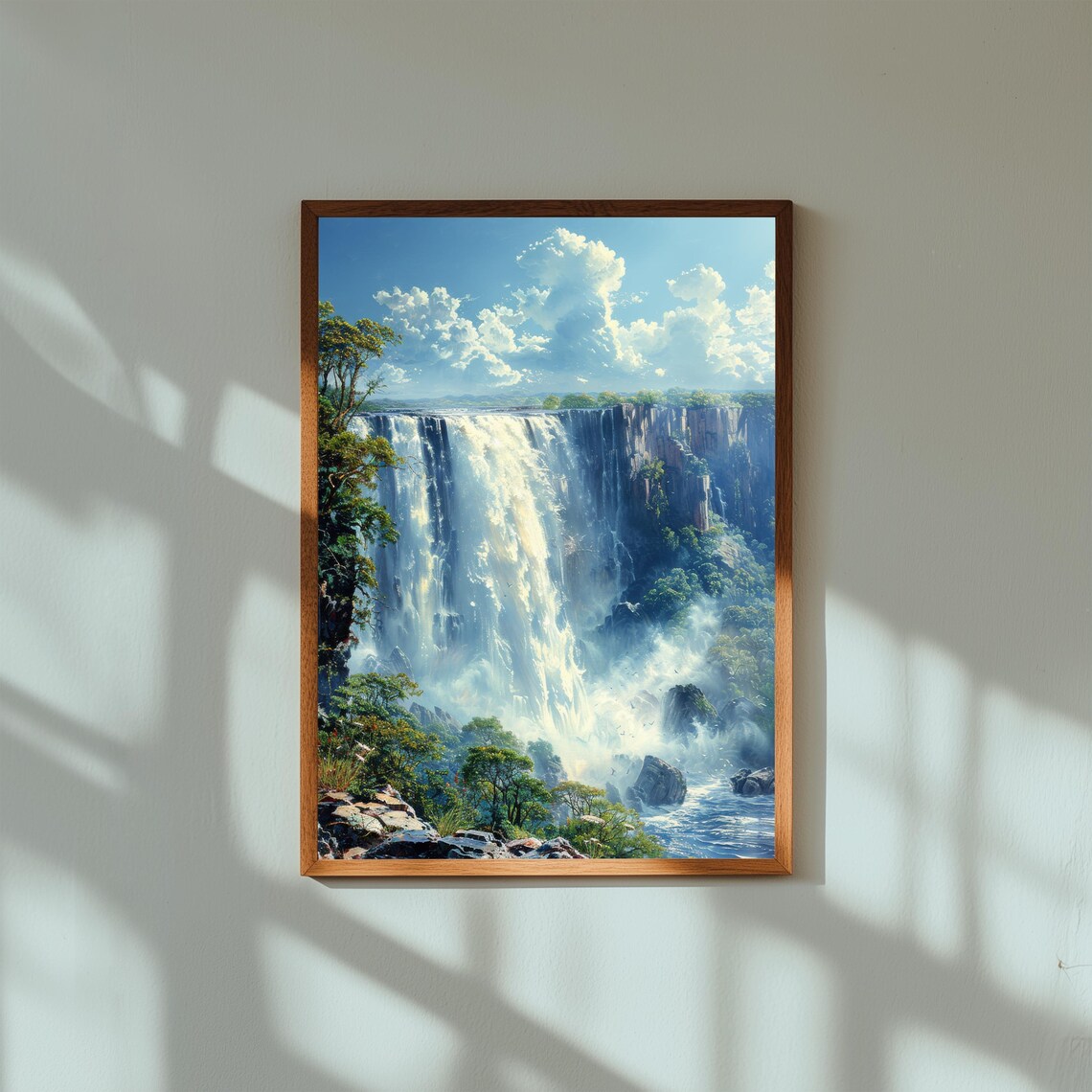 Victoria Falls Watercolor Painting African Waterfall Mist Landscape Poster