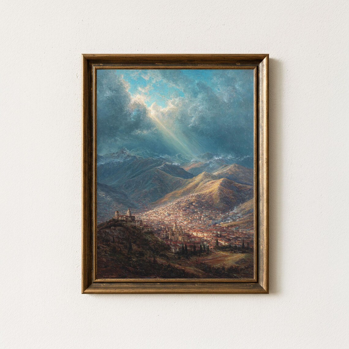 La Paz Bolivia Andes Mountains Vintage Cityscape Painting Print