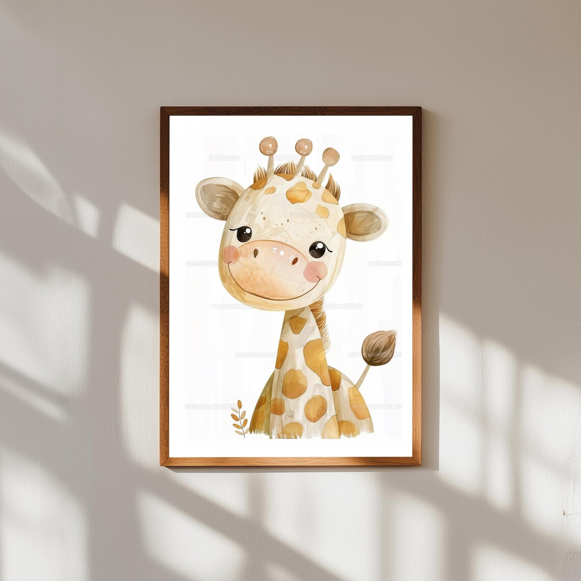 Cute Baby Giraffe Watercolor Poster Safari Nursery Animal Wall Decor