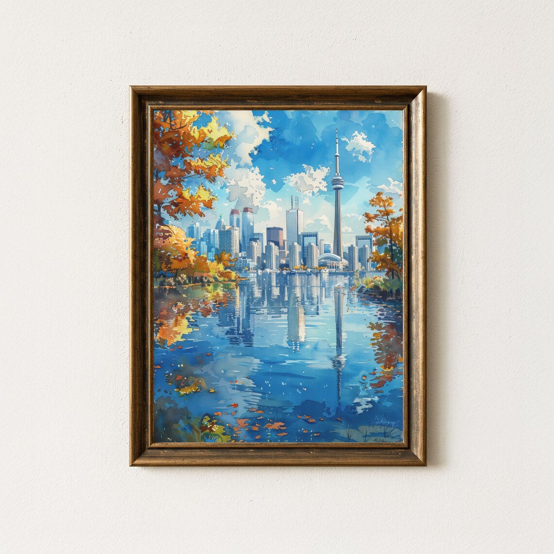 CN Tower Watercolor Print, Toronto Skyline Art