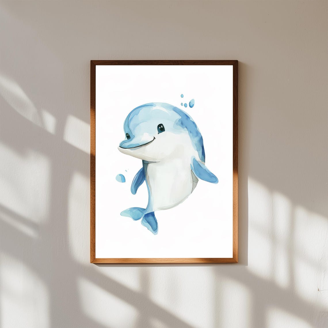 Baby Dolphin Watercolor Print Ocean Nursery Wall Art