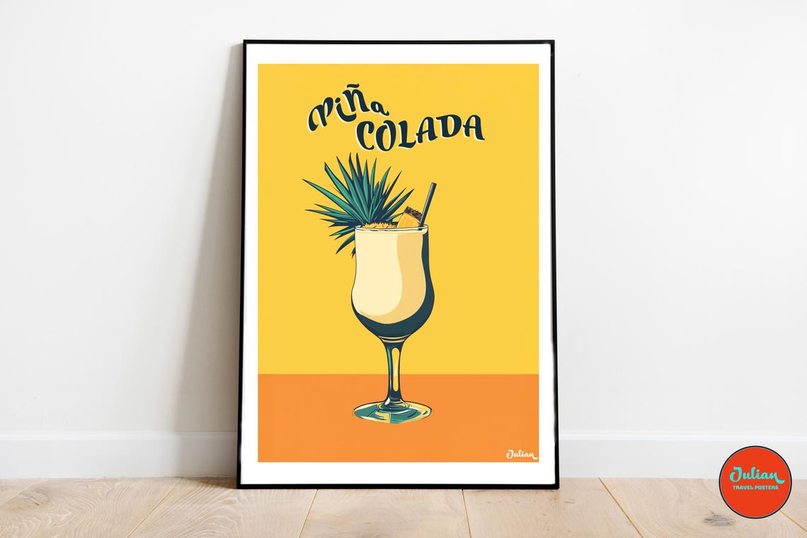 Pina Colada Creamy Tropical Cocktail with Pineapple Bar Poster