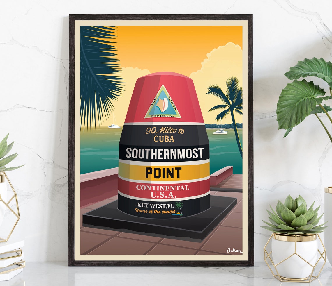 Key West Florida Southernmost Point Buoy 90 Miles to Cuba Poster