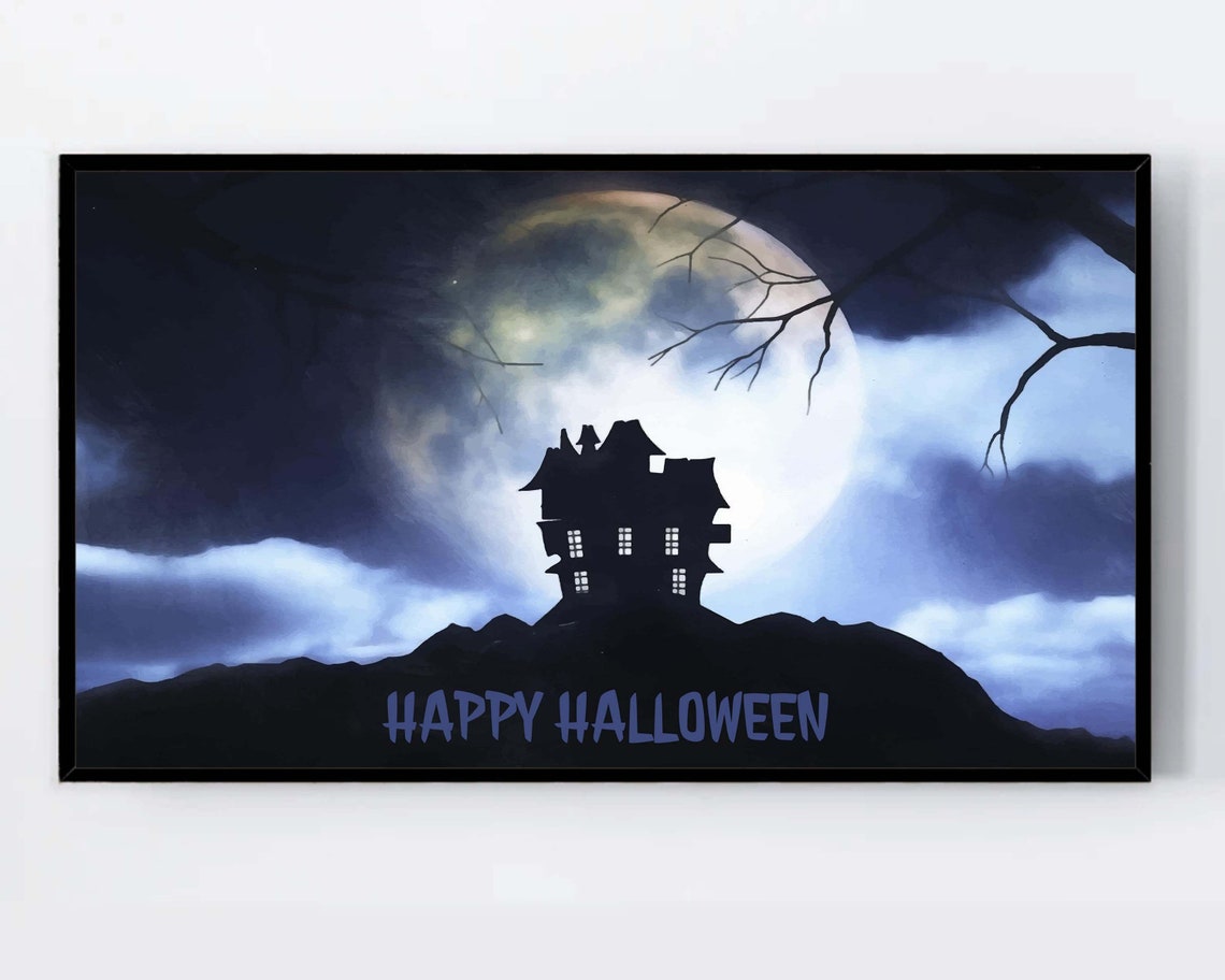 Haunted House Frame Tv Art Samsung Halloween Fog For 4k Full Moon