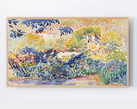 Samsung Frame Tv Art Colorful Abstract Watercolor Famous Impressionism Painting Impressionist Vibrant Garden Plants Flowers