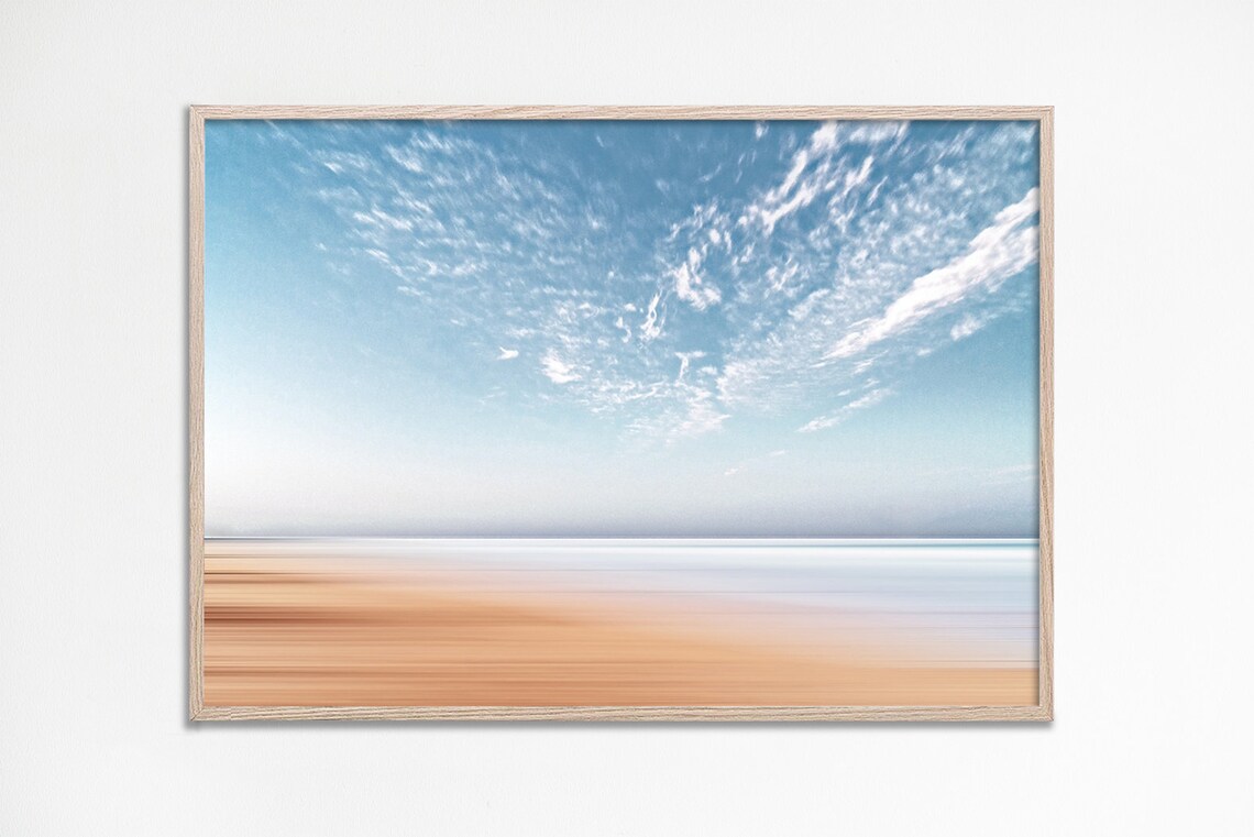 Calming Ocean Blur Abstract Seascape Soft Blue Sky Beach Minimalist Poster