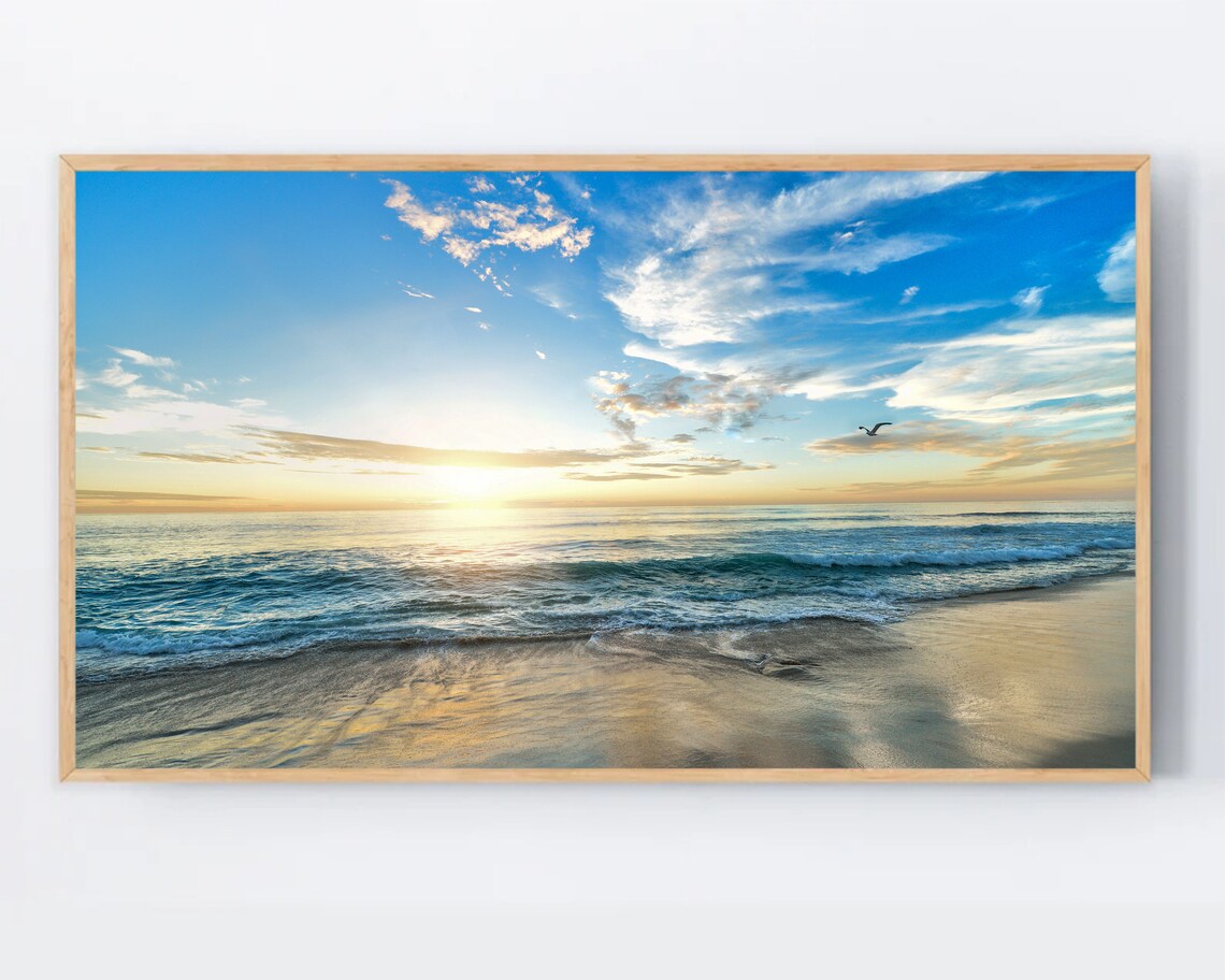 Beach Sunset Pastel Coastal Landscape Art Print