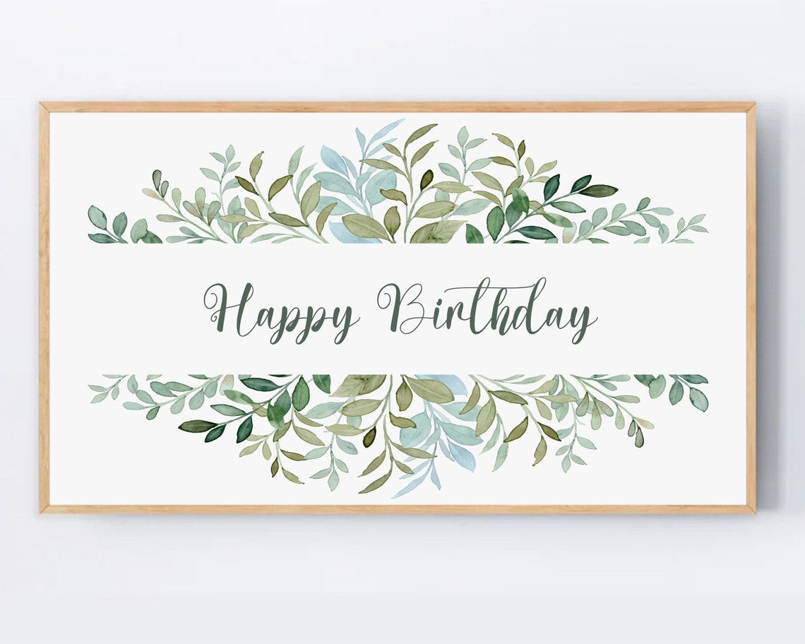 Happy Birthday Decoration Smart Tv Botanical Wallpaper Frame Art For Samsung