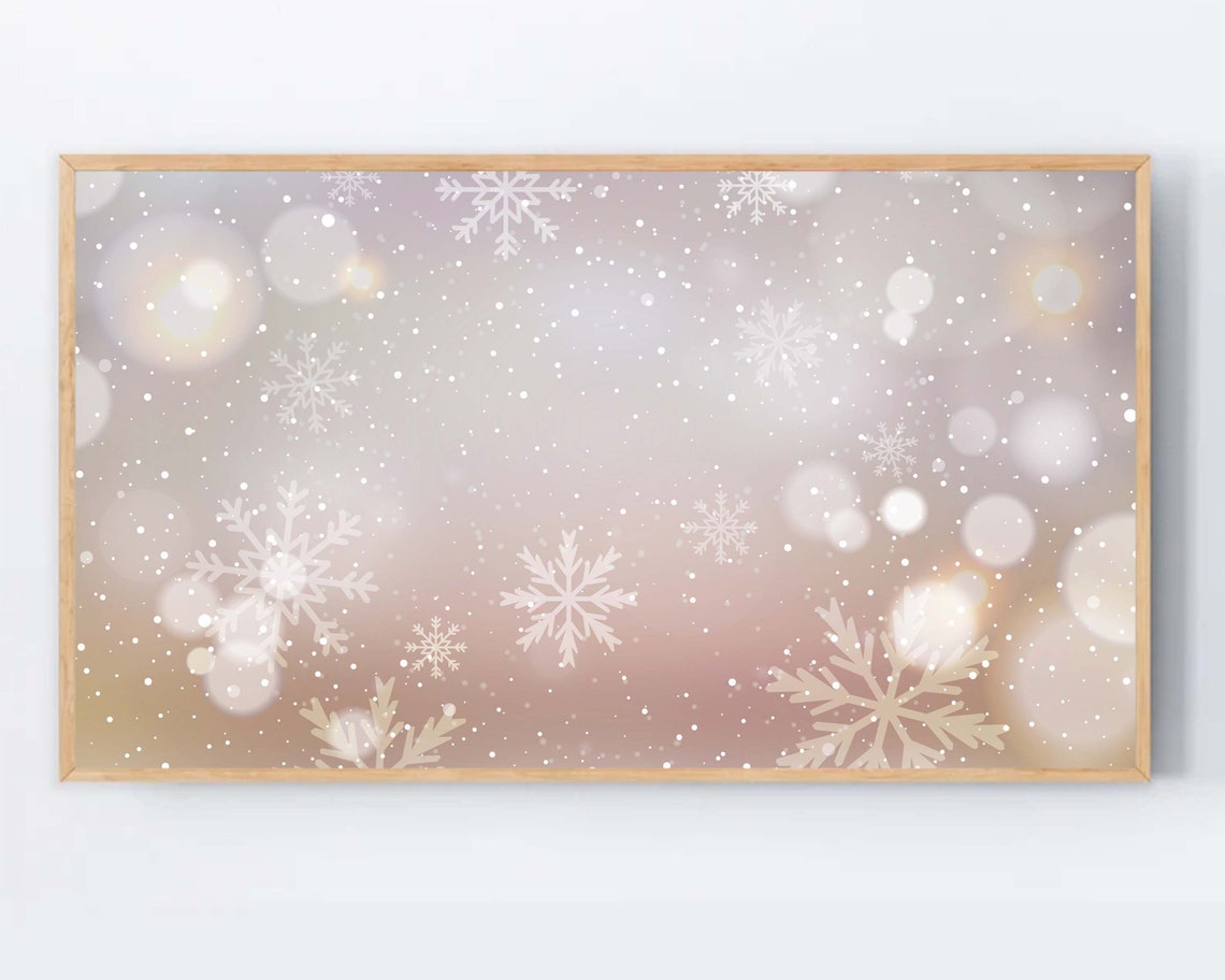 Christmas Snowflake Poster With White Flakes And Golden Bokeh