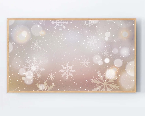 Christmas Snowflake Poster With White Flakes And Golden Bokeh