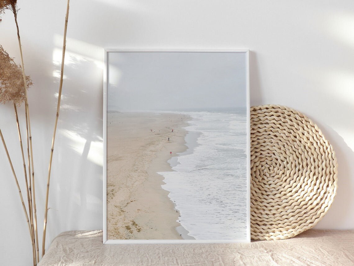 Coastal Print, Muted Neutral Beach Landscape